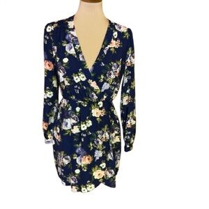Lulus bright floral mini wrap dress